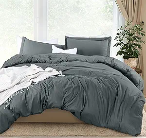 Utopia Bedding Duvet Cover Full Size - 3 Piece with Zipper Closure - 1 Comforter Cover 80X90 Inches & 2 Pillow Shams 20X26 Inches (Grey) Comforter Not Included