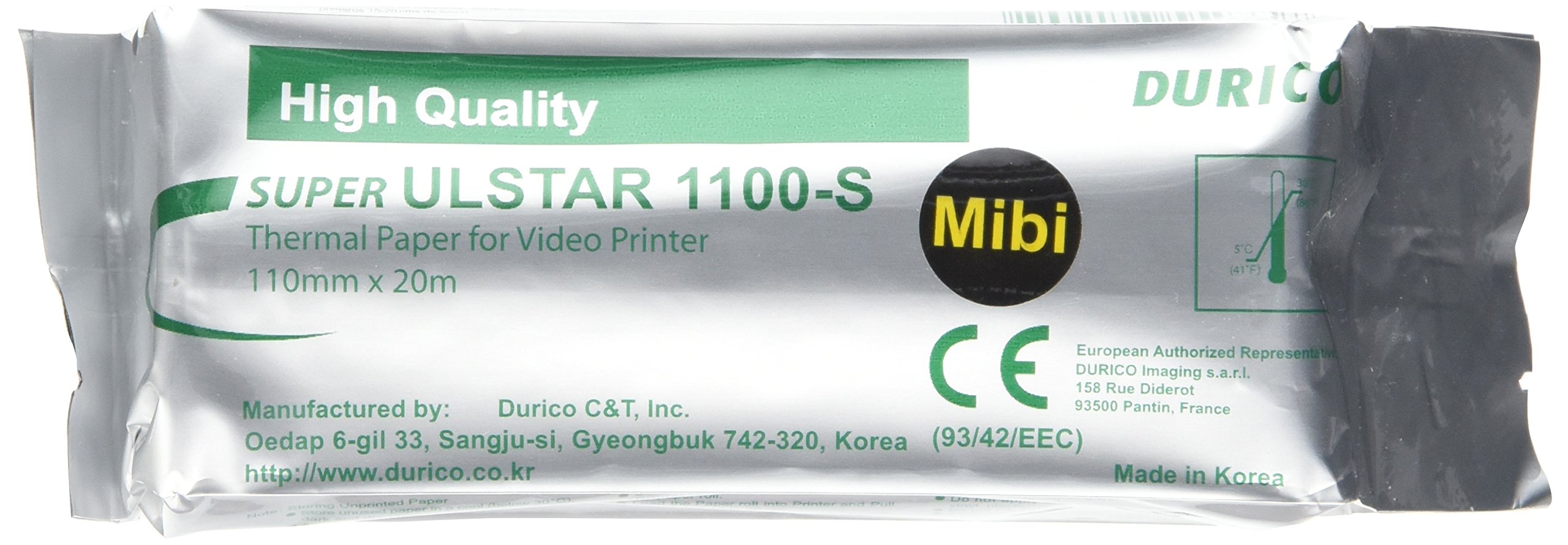 DURICO 72751 Carta Videostampante Compatibile MITSUBISHI K61S, KP61S, KP61B, Standard, 110 mm x 20 m, 5 Rotoli