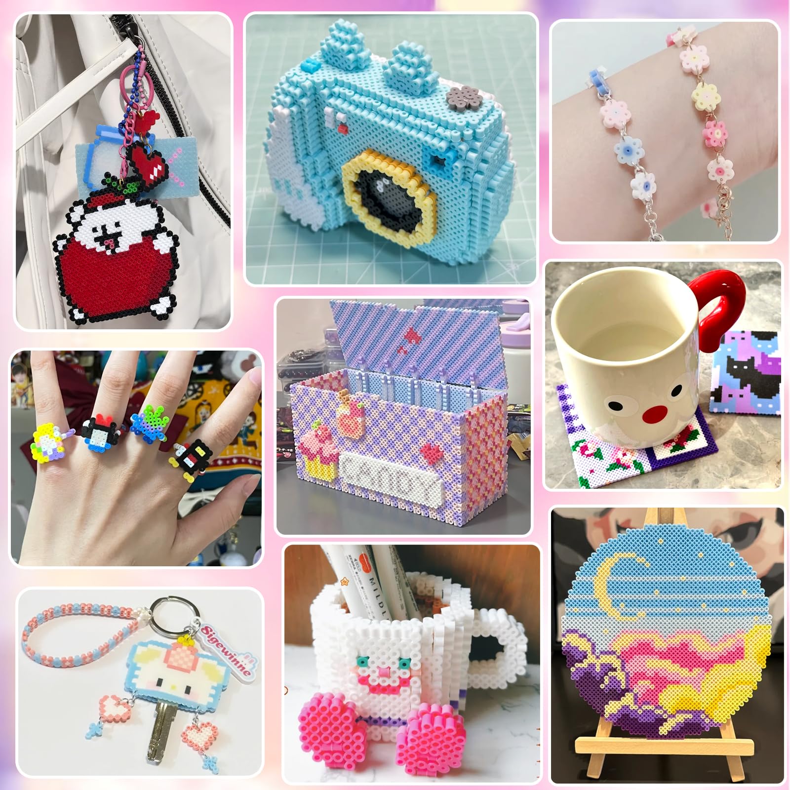 Set De Perles à Repasser,11000 Pièces Perles De 5MM Avec Boîte De Rangement, Plaque Perle Papier à Repasser,Guide d'utilisation,Décoration DIY de Bijoux,Cadeau Anniversaire Noël pour Garçon Filles