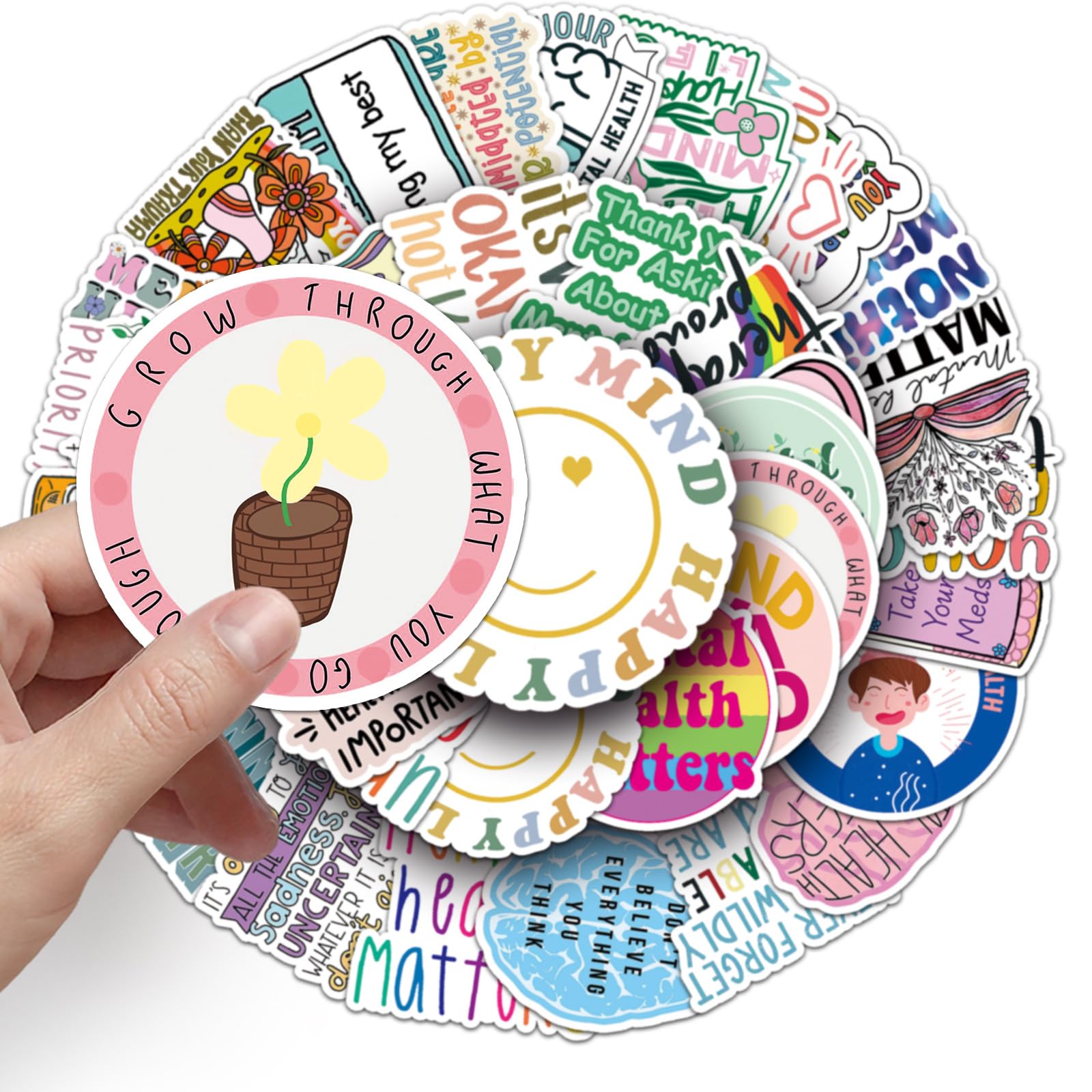 Mental Health Stickers for Laptop (50 PCS),Gift for Children Teens Adults Girl Boys,Waterproof Stickers for Water Bottle,Mental Health Vinyl Stickers for Scrapbook,Skateboard,Bike,Phone,Dairy - Image 2