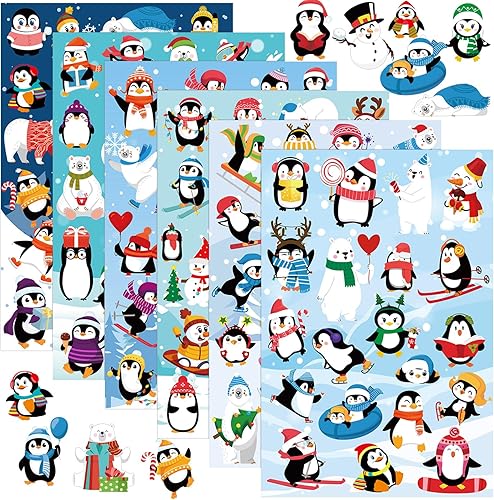 48 hojas de calcomanías de pingüino para niños, más de 1500 calcomanías de pingüino, calcomanías de pared de pingüino, calcomanía autoadhesiva de