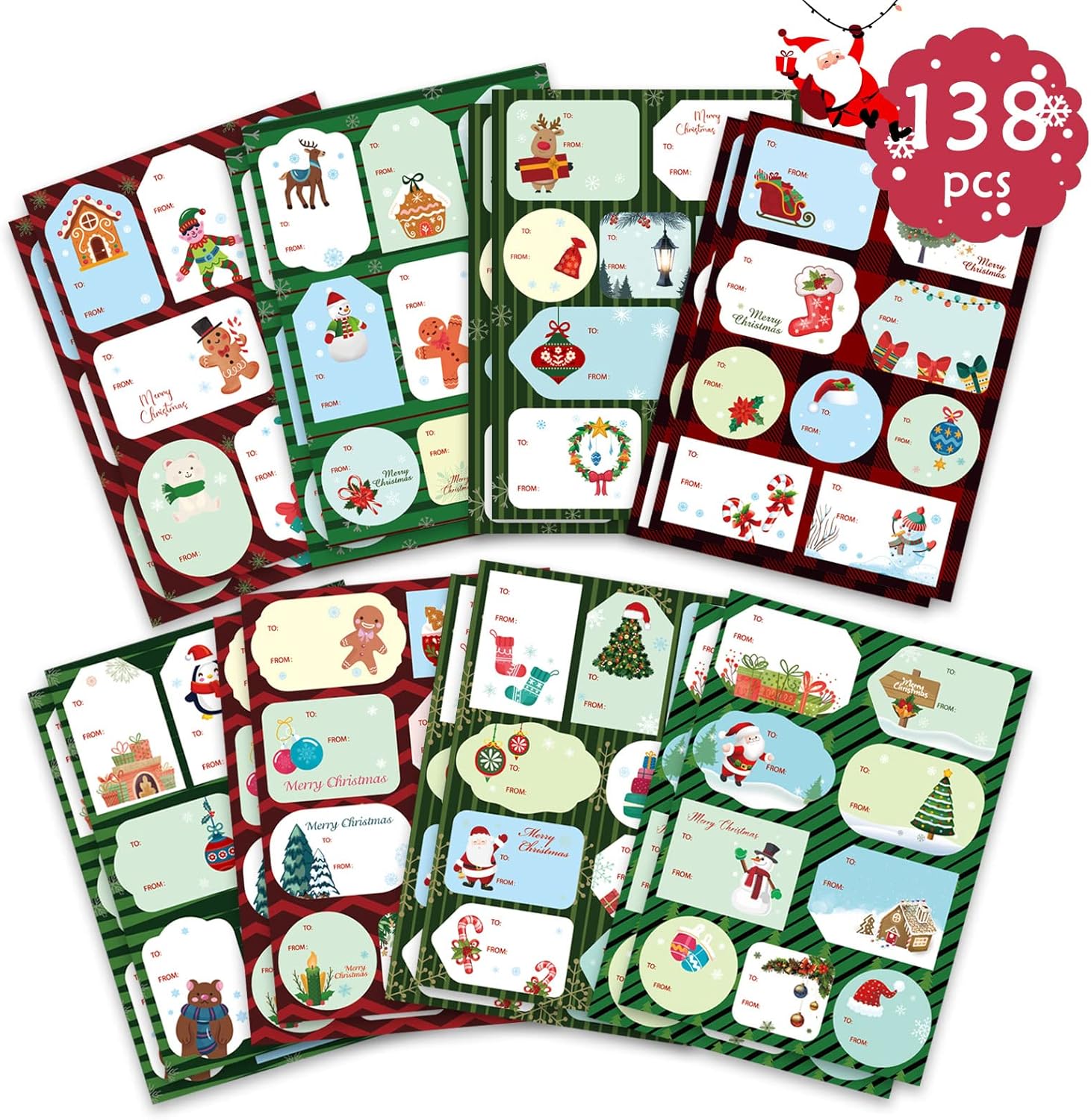 amazon-138-pieces-christmas-gift-labels-stickers-self-adhesive