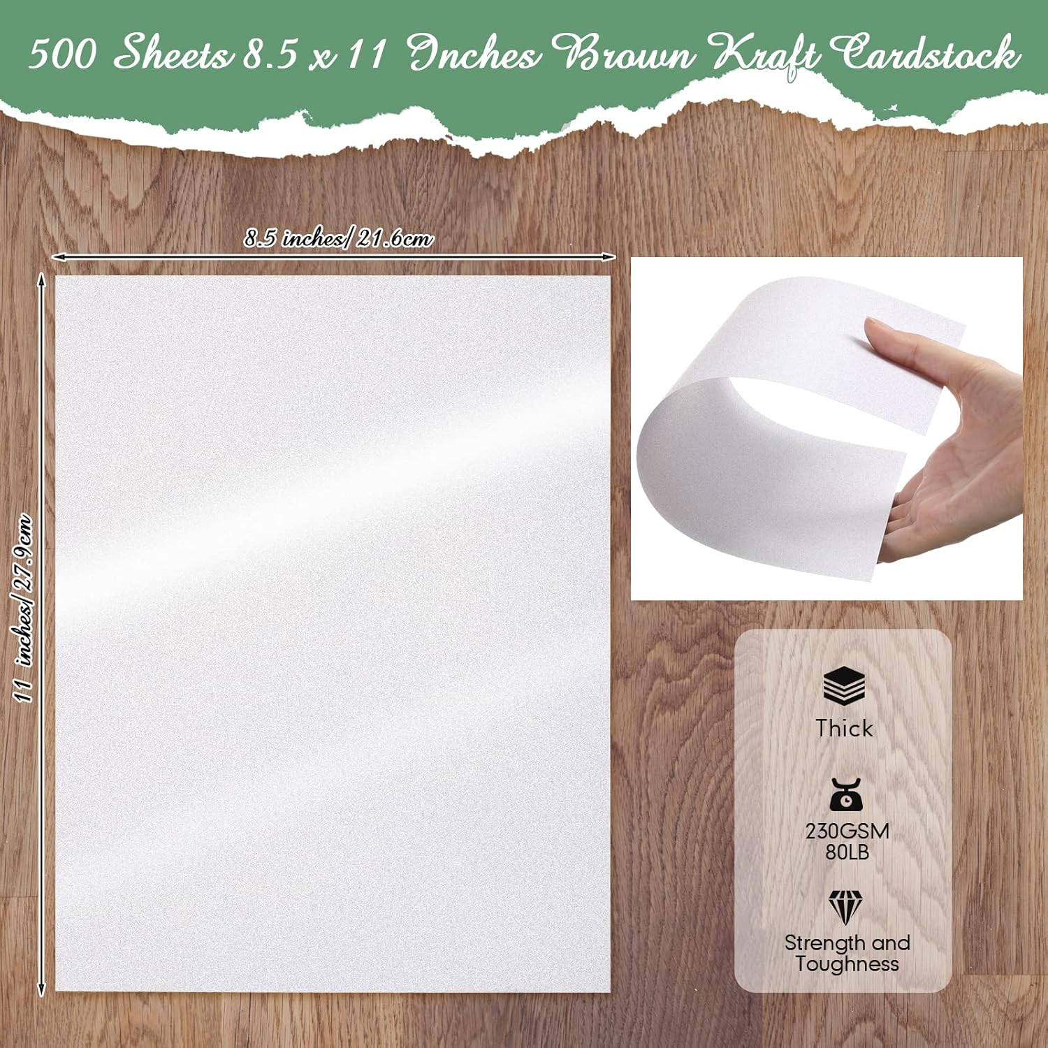 Jutom 500 Sheets Shimmer Cardstocks 8.5 x 11 Inch Pearl White Metallic Paper 80lb 230gsm Double Sided Printer Paper for Wedding Birthday Craft Certificate DIY Card Making