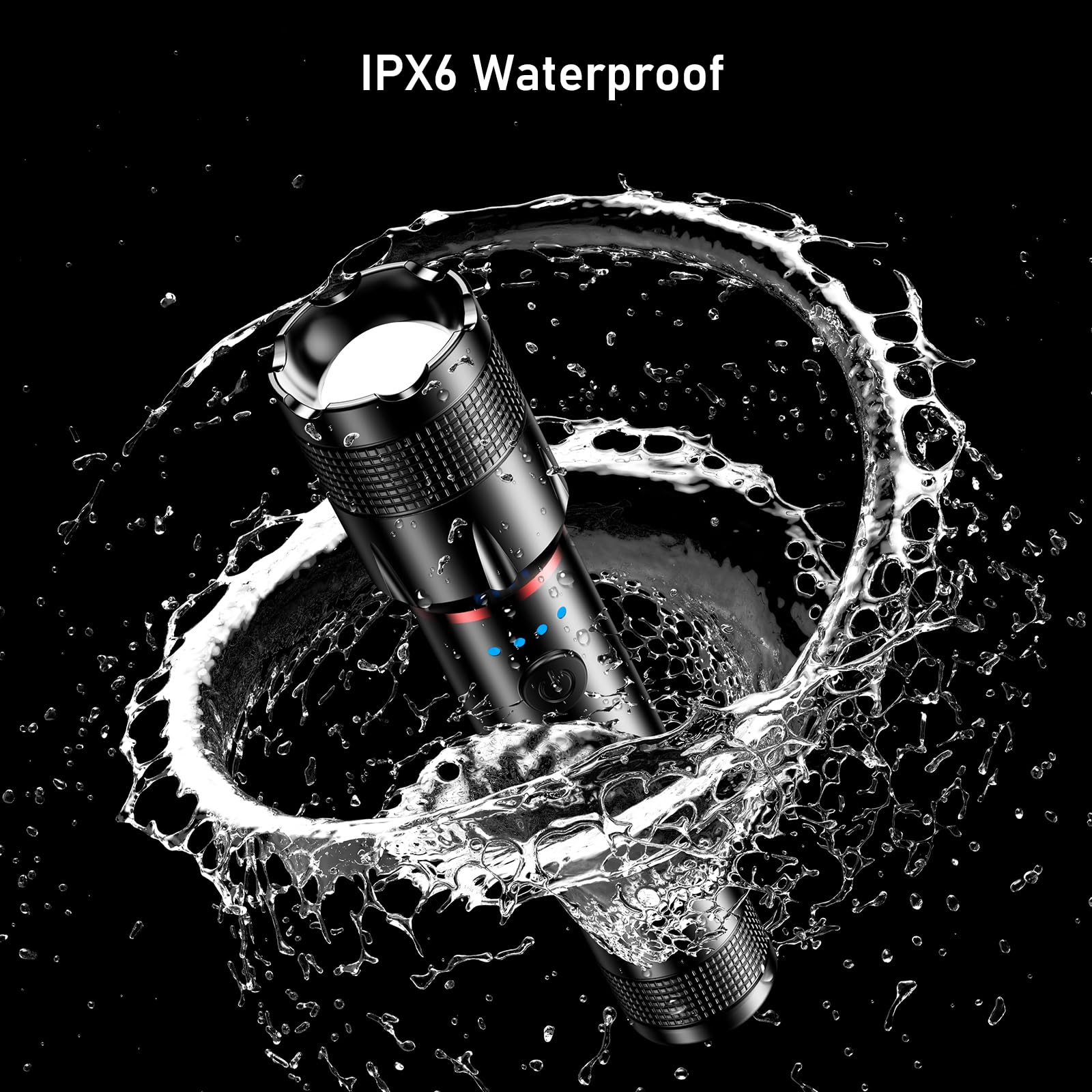 Lampe Torche LED Blukar Ultra Puissante 500000 Lumens, Rechargeable, Tactique, Noire