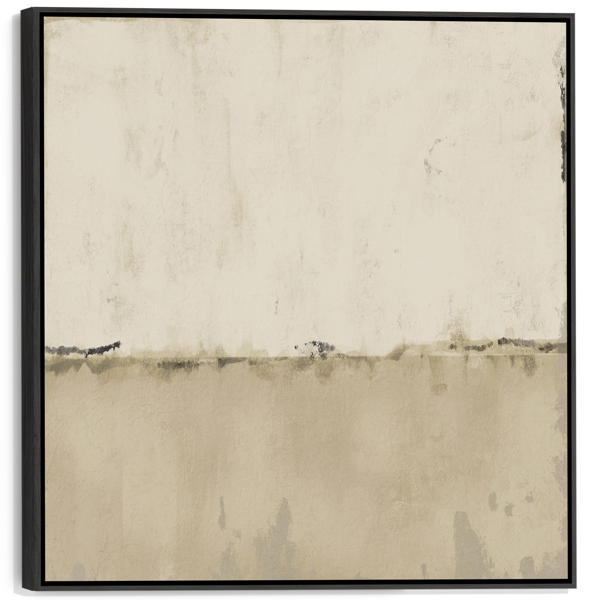 Wallfillers Neutral Beige Neutral Abstract Framed Canvas Wall Art - Modern Cream Square Artwork - Ffs2106 - Xl - 100X100cm