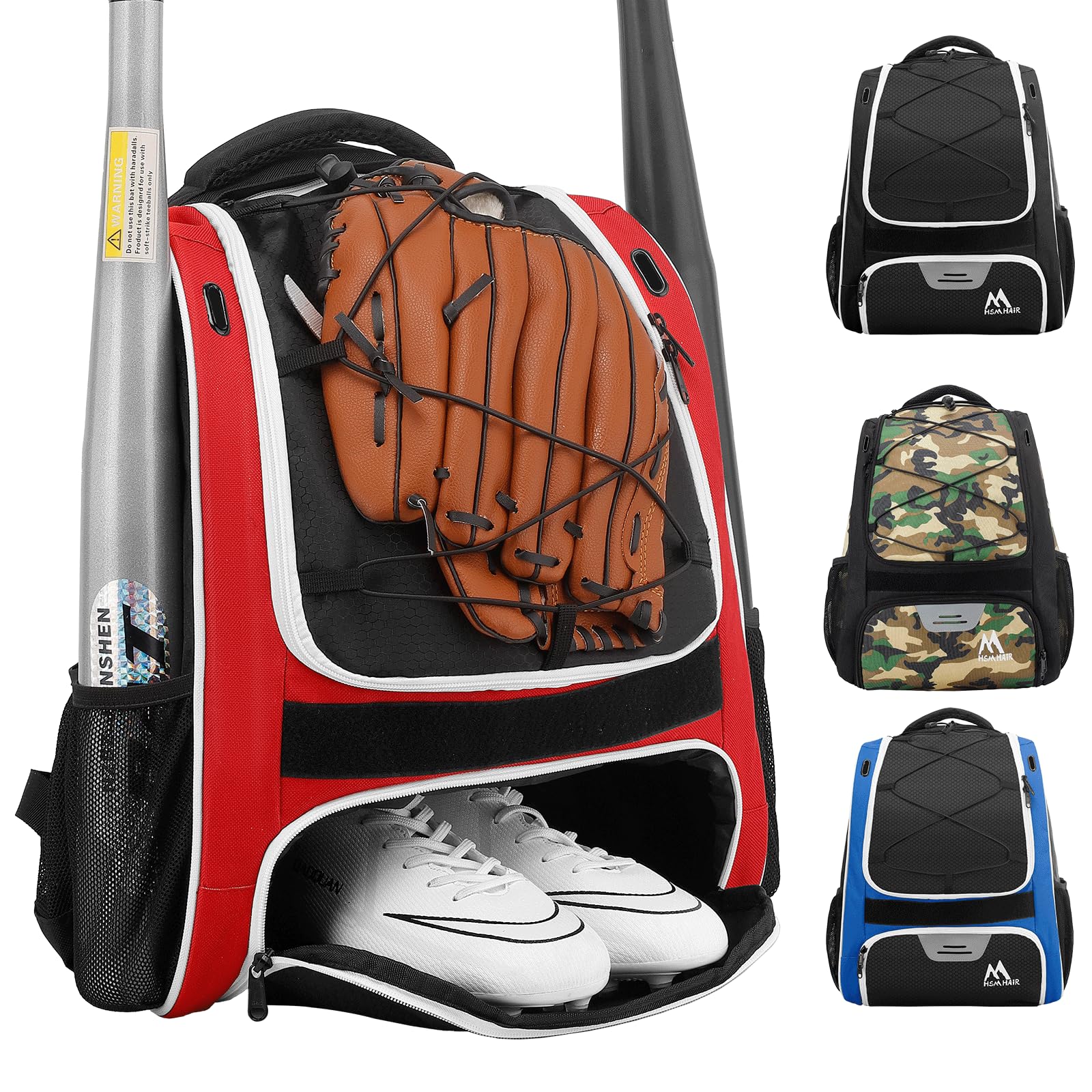 Baseball Bag-Baseball Backpack Holder for Baseball Large Main Compartment Softball Tball Gear for Youth and Adults
