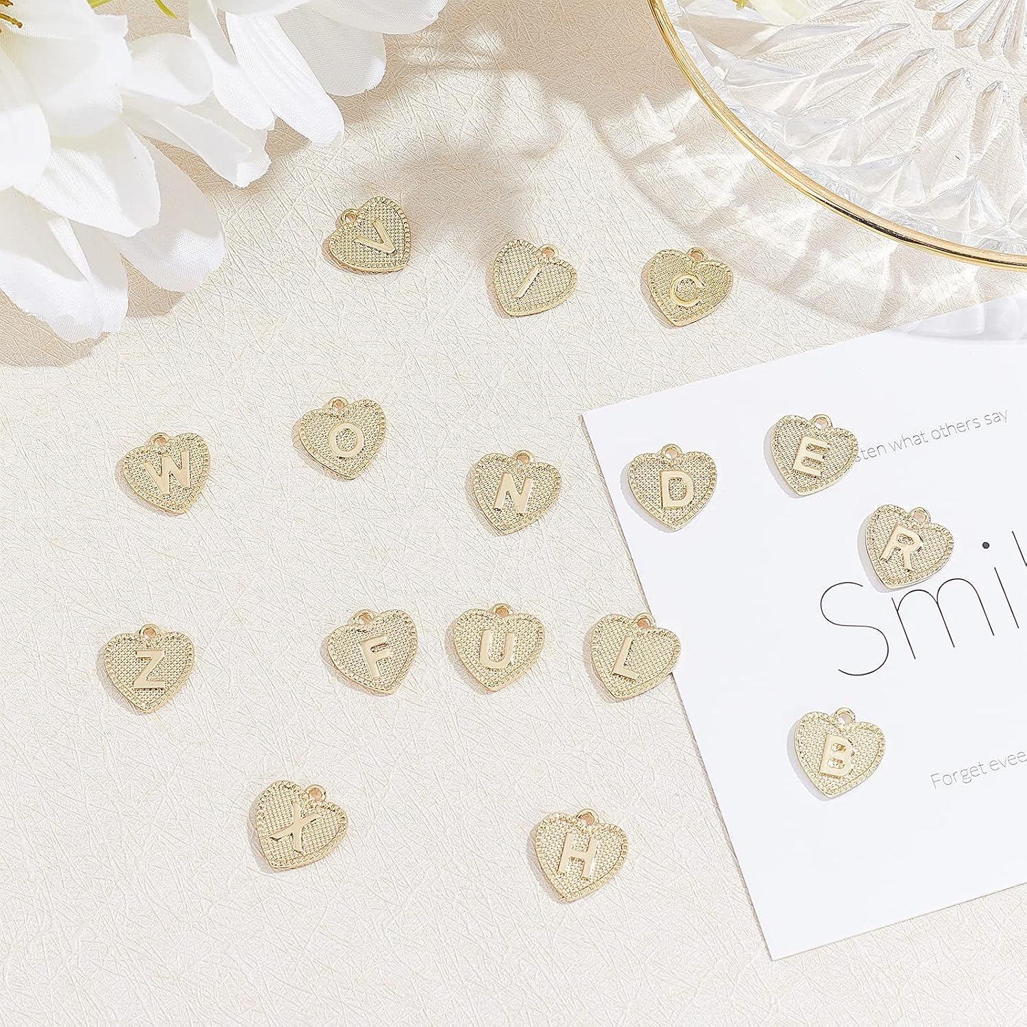 UNICRAFTALE 26pcs Alloy Alphabet Metal Charms Golden Heart with Alphabet Pendants Letter A~Z Charms 2mm Hole Pendant for Necklace Bracelets Jewelry Making 16x15x2mm - Image 5