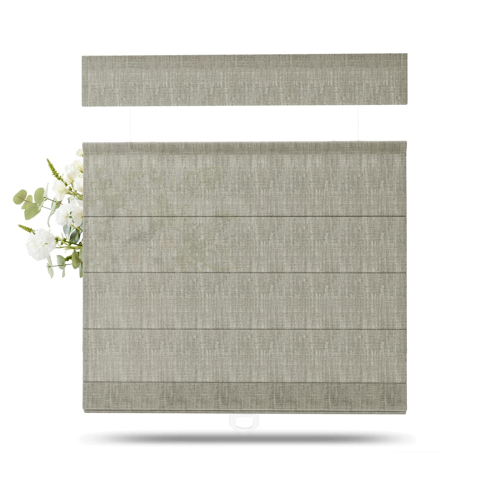 TWOPAGES Linen Top Down Bottom Up Roman Shades for Windows, Pure Cashmere