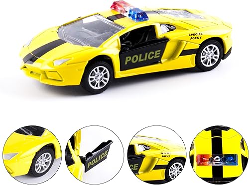 Miniatura 16 de KIDAMI Camiones de juguete fundidos a presión, paquete de 4 autos de juguete de metal fundido a presión, autos con puertas abiertas, vehículos