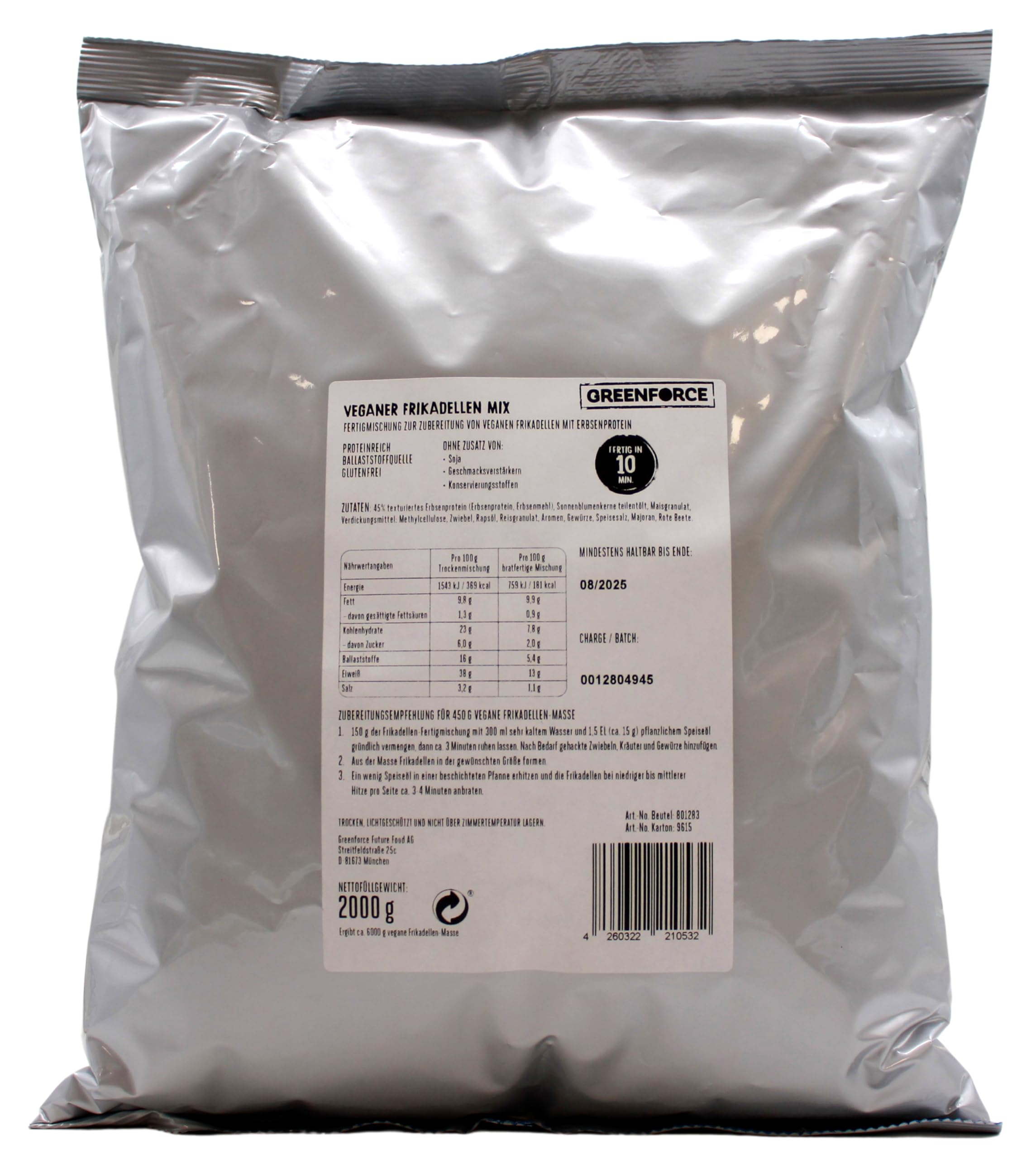 Greenforce Veganer Frikadellen Mix Pulver, (1 x 2 kg)