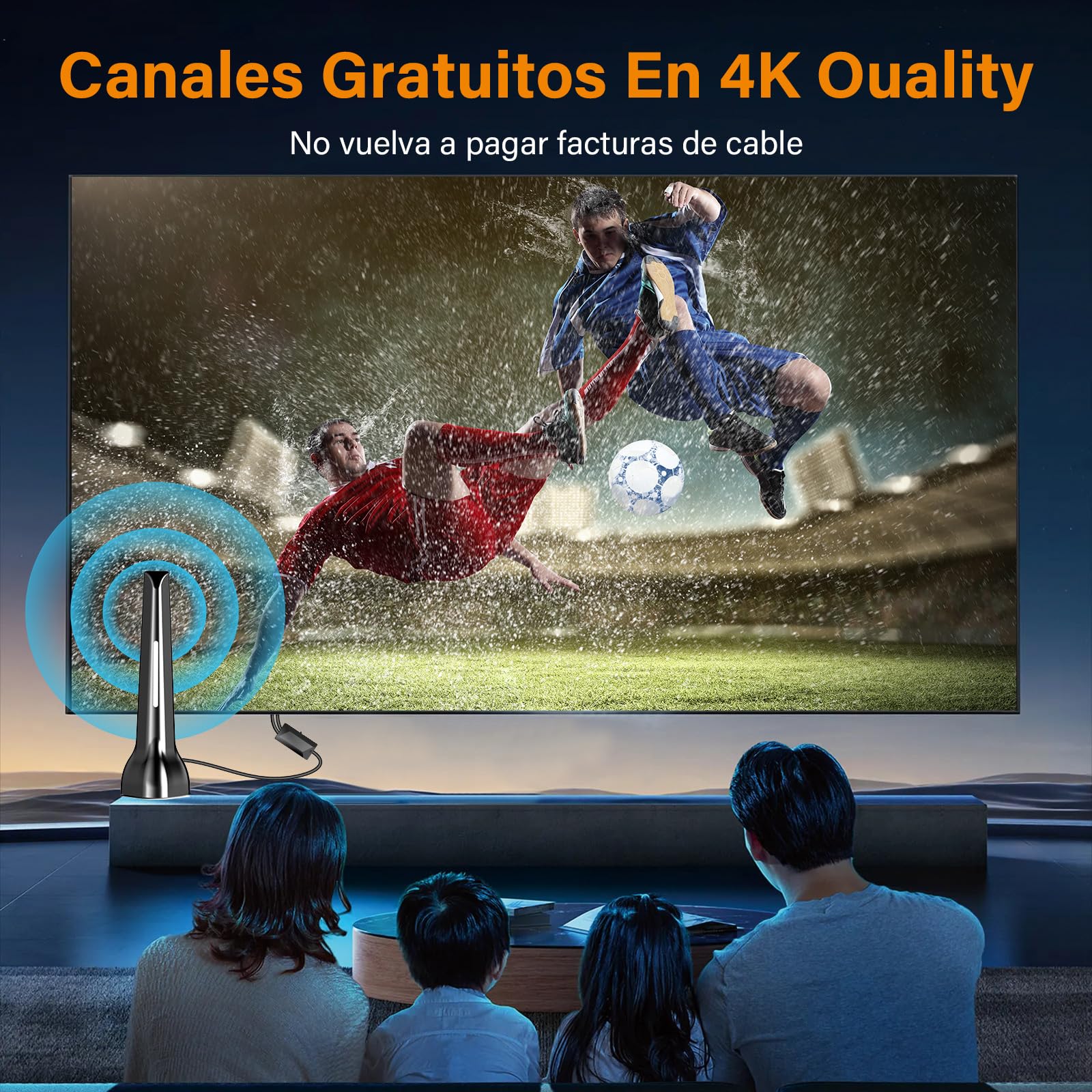 Antena TV Interior,Antena televisión Interior Potente 2026 con Base Magnética, 420 km de Largo Alcance y recepción remota de 360°,Compatible con Canales 4K/1080p/VHF/UHF DVB-T/T2 en Abierto