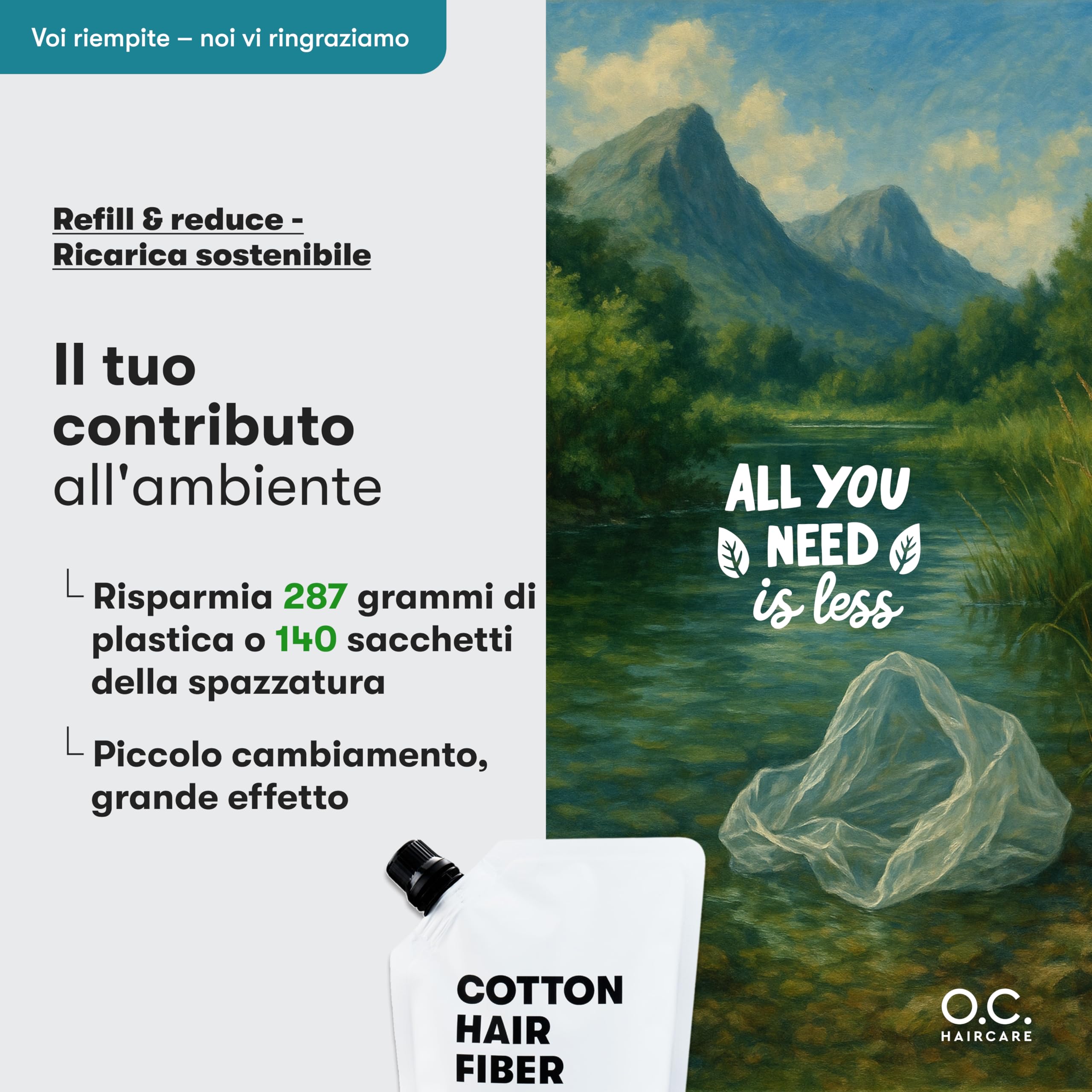 O.C. HAIRCARE Capelli sparsi per ispessimento dei capelli, per zone calve nella parte superiore e posteriore, consigliati dai saloni, 11 colori, resistenti (marrone scuro)