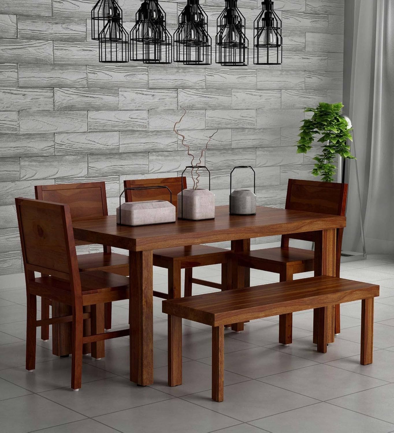 KD FURNITURES Solid Sheesham Wood 6 Seater Dining Table Dining Room Set Dining Table Set