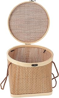 STOBAZA 1Pc Cesta De Armazenamento Cesta De Comida De Vime Portátil Cestas De Tecido Para Armazenamento Recipiente De Vegetais Com Tampa Cesta De Armazenamento Redonda Cestas De