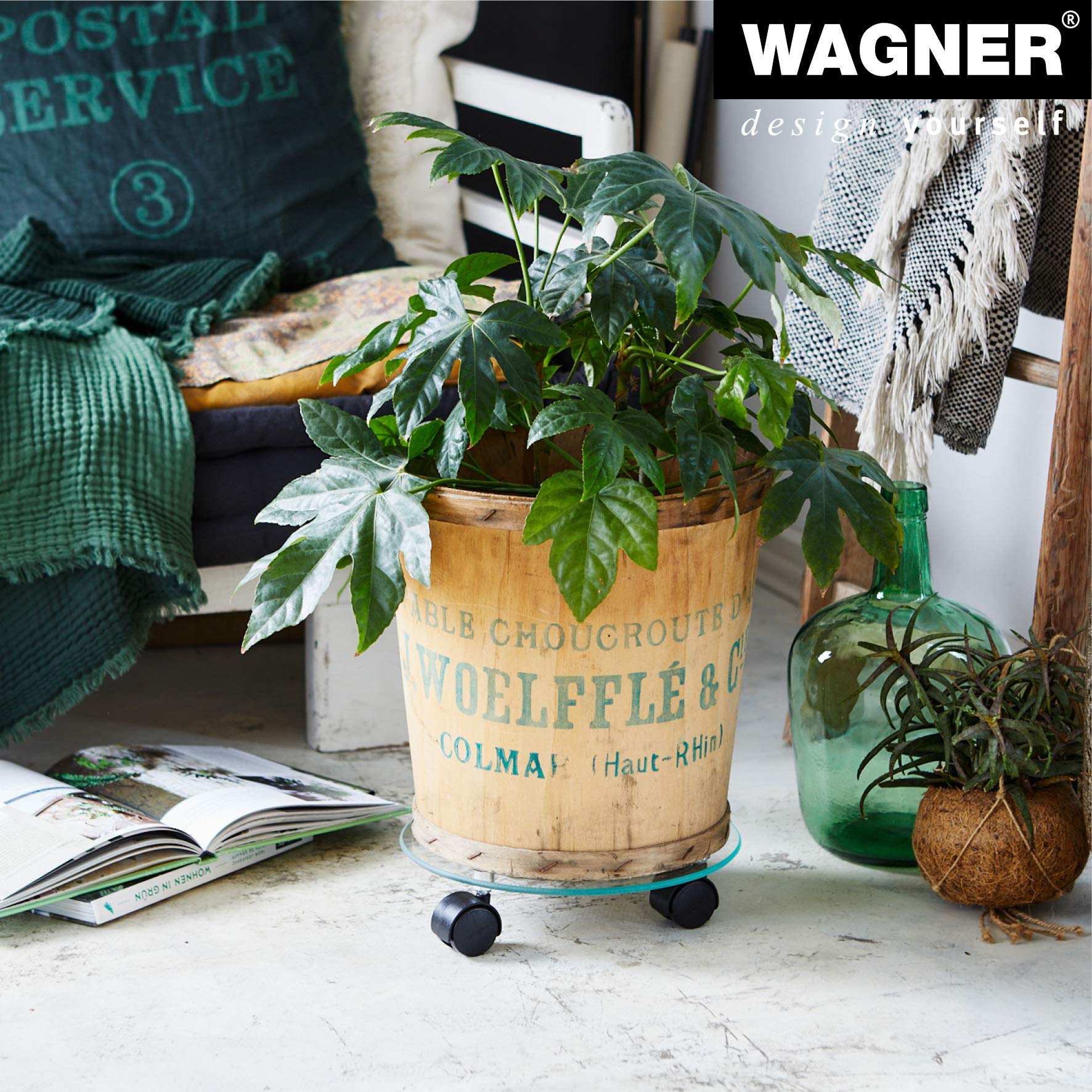 Image secondaire de Chariot Roulant en Verre Transparent pour Pots de Fleurs - Ø 28 cm