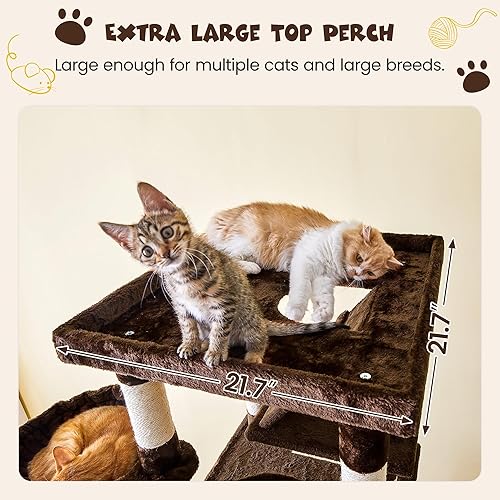 Miniatura 4 de MWPO Árbol grande para gatos de 74.8 pulgadas con postes rascadores cubiertos de sisal y condominio, torre alta para gatos, muebles de