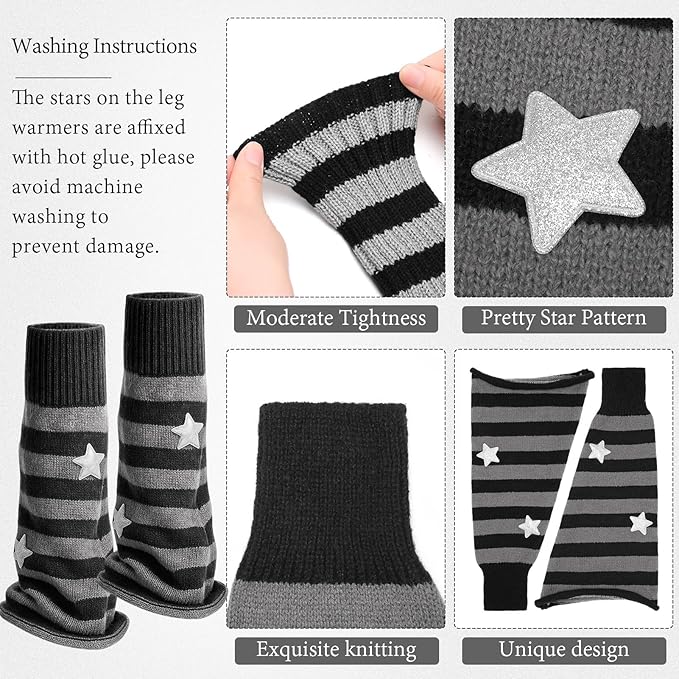 Kinretixia Armwarmers, Schattige Kawaii Manchetten, Y2K Armwarmers Voor Meisjes, Gothic Handschoenen, Vingerloze Gebreide, Warme Geweven Handschoenen, Meerkleurig, L
