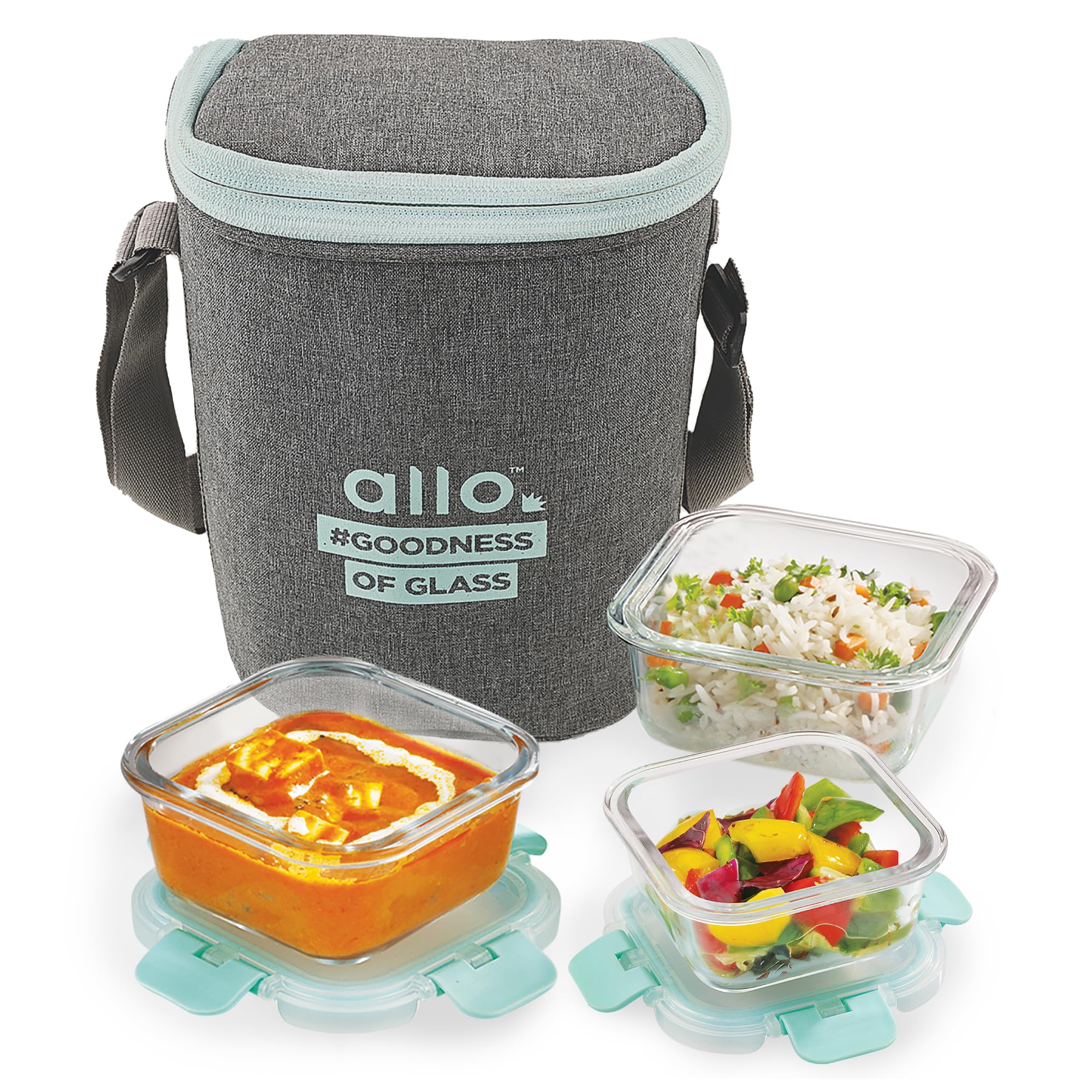 Allo Glass Lunch Box - Leakproof, Microwave Safe & with Jute Bag -17