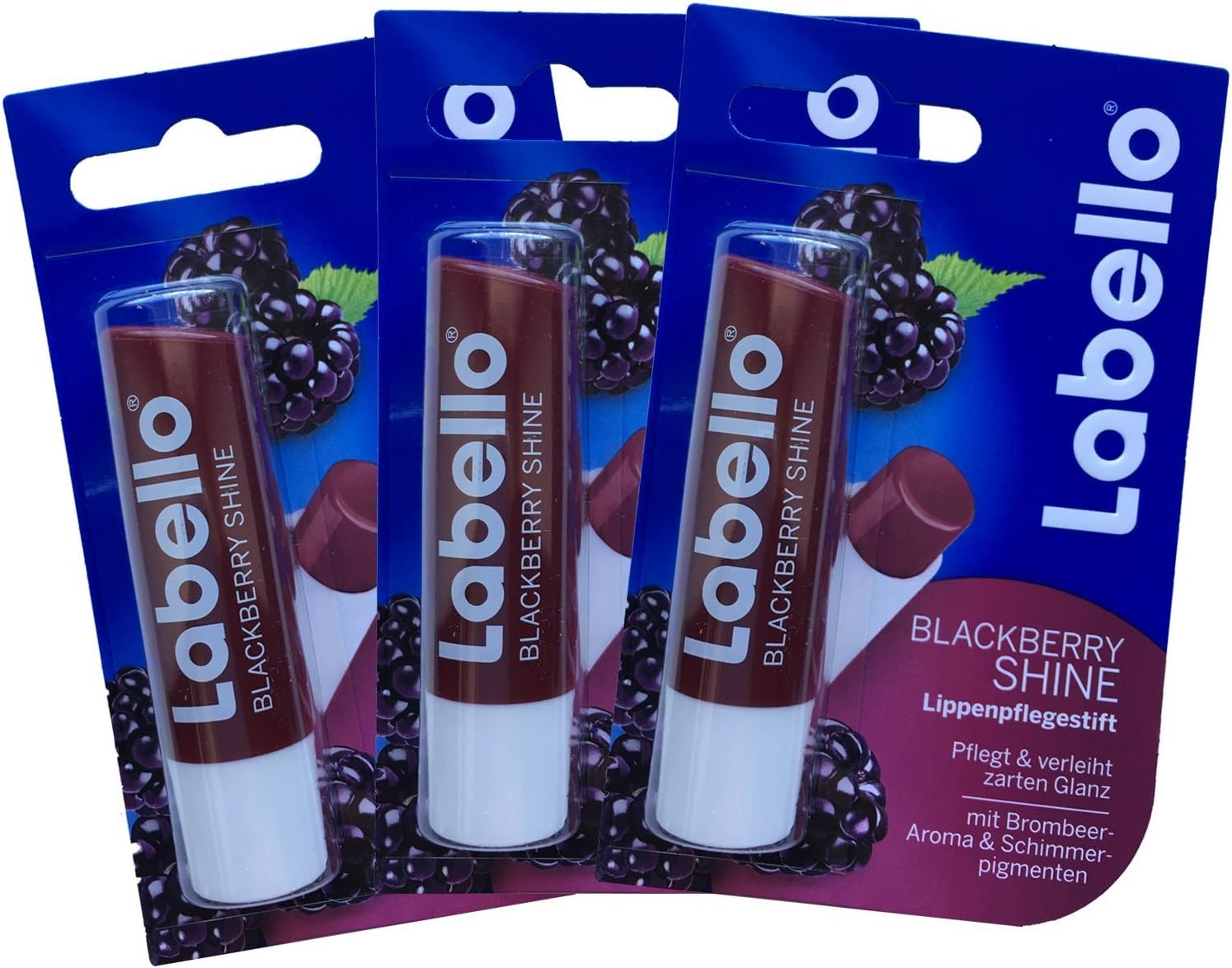 SUMKICA Labello Blackberry Shine Lip Balm 4.8g/5.5ml - 3 Pack