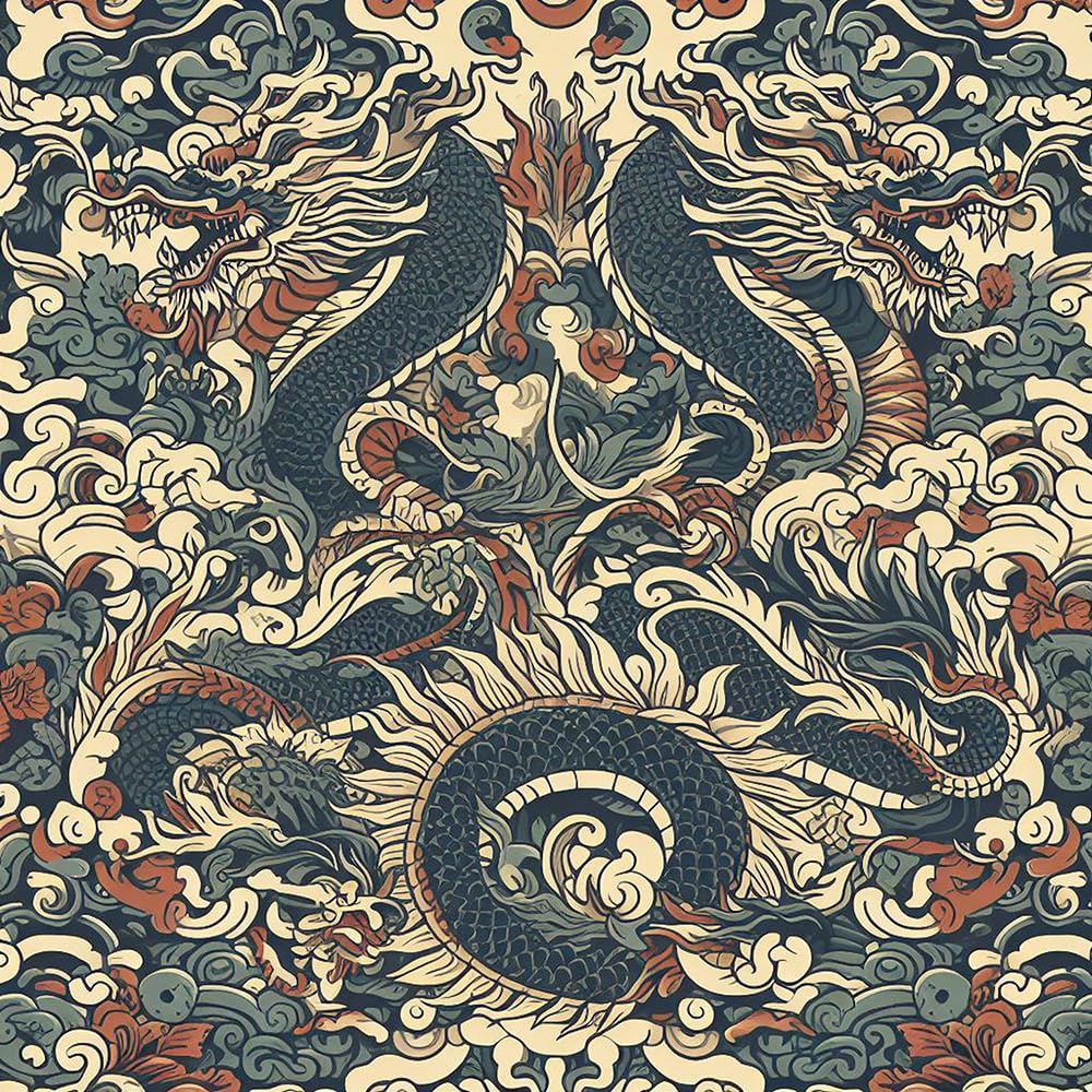 Redamancy Gold Chinese Traditional Dragon Art Painting Peel And Stick Wallpaper Vintage Wall Paper Stick On Contact Paper Easy Peel Off For Nightstand Drawer Renter Friendly 17.7"X236"