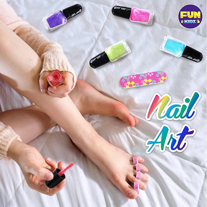 Makeup Kit for Kids, FunKidz Washable Play Pretend 60 PCS Cosmetic Toys Make Up Box Gift for Little Girls Ages 6-12