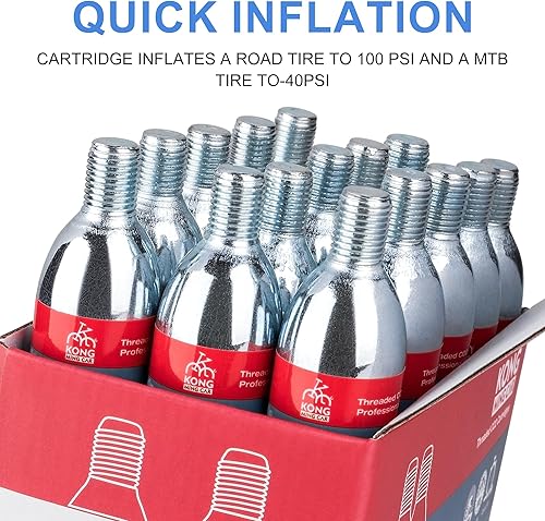 Miniatura 4 de Cartuchos de CO2 roscados de 0.56 oz0.88 oz - Cilindro de CO2 para infladores de neumáticos de bicicleta - Gran recarga para neumáticos de bicicleta