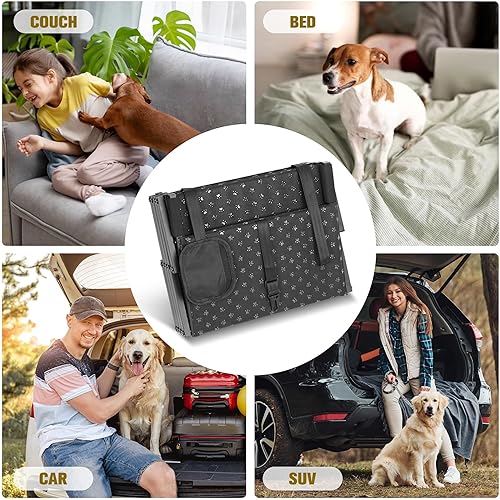 Miniatura 7 de Escaleras para perros para automóvil rampas plegables para perros grandes con superficie antideslizante, escalones portátiles para perros para