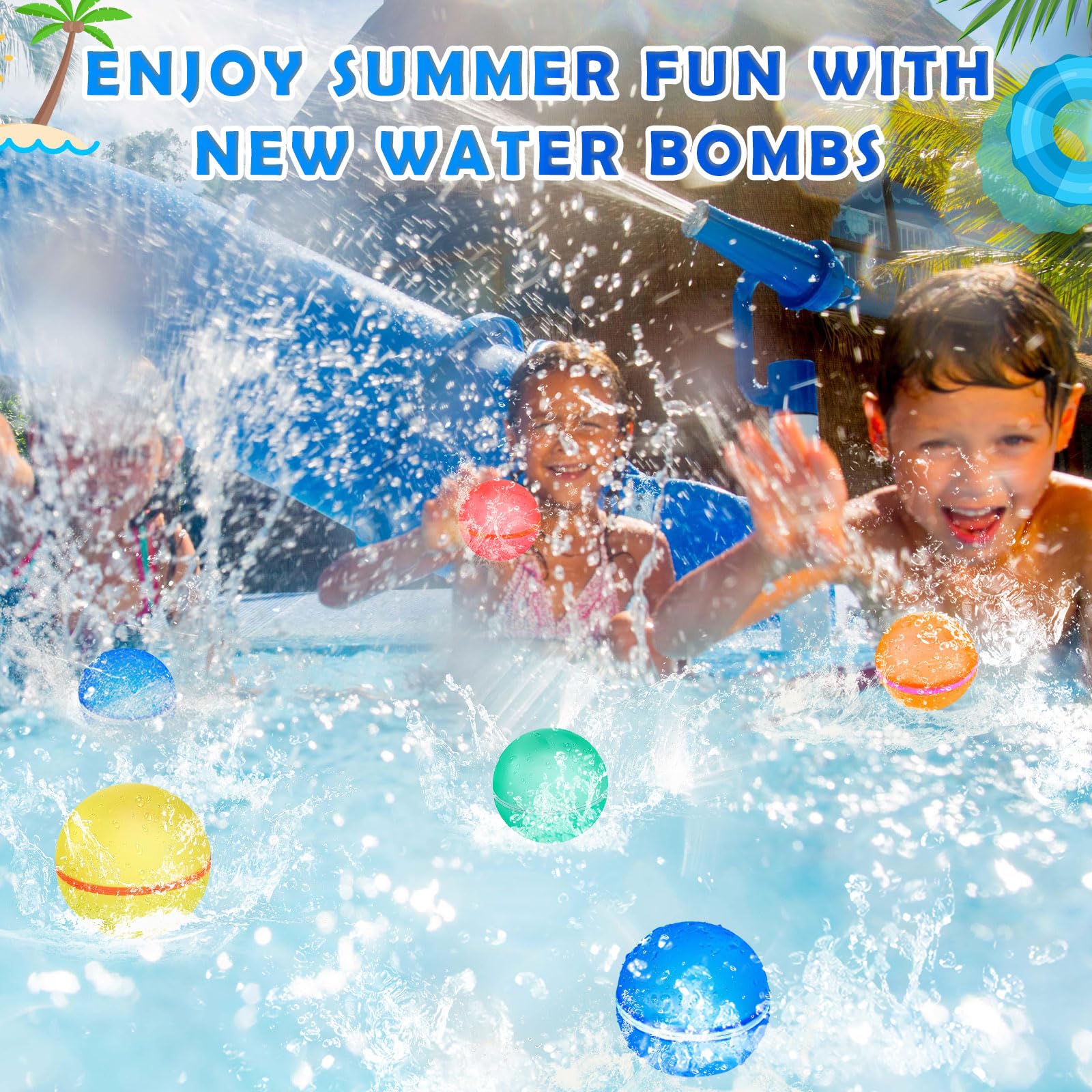 Funnity Magnetische Wasserbomben Wiederverwendbar, 10er Set | 1-Sek.-Selbstverschluss, mehr Spielzeit statt Aufräumen, ohne Plastikmüll, für Garten, Pool & Strand