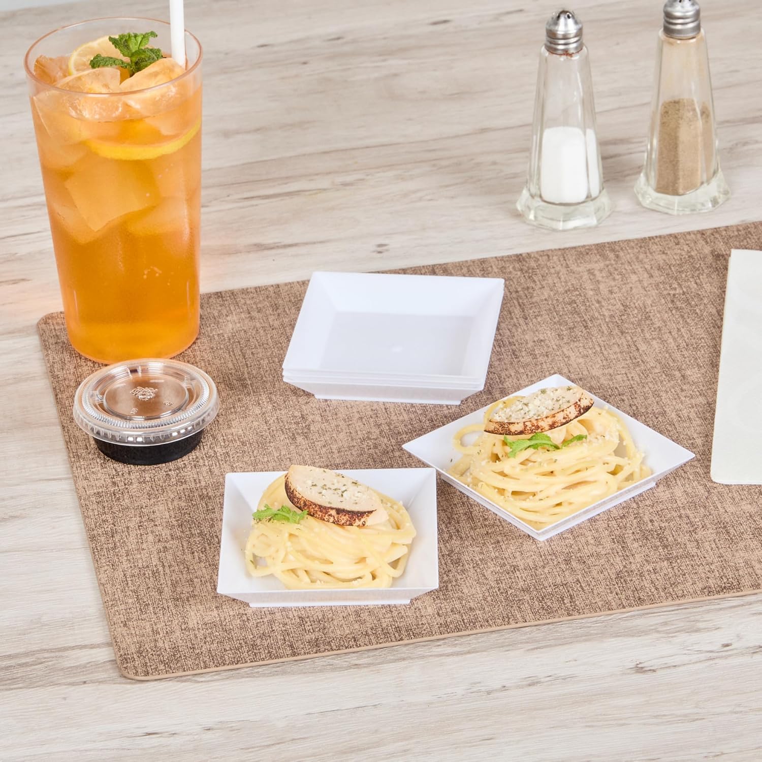 3.9 x 3.9 Inch Party Plates, 100 Disposable Appetizer Plates - Elegant, Square, White Plastic Serving Plates, Durable, For Weddings Birthdays, And More - Restaurantware