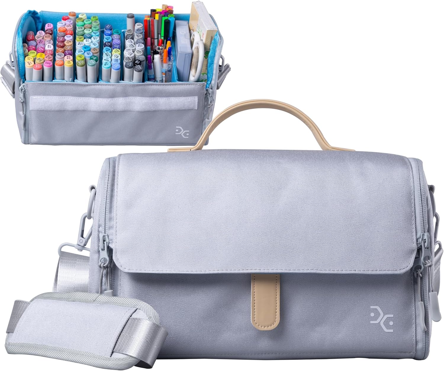 Marker Pens Storage Tote Handbag, Up to 160 Pens, Crossbody Bags Causal Shoulder Bag for Artists,Hobbyist