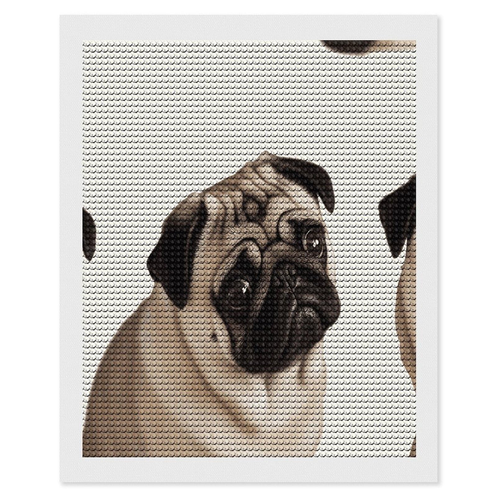 FekiLoot Pug Dog Diamond Painting Kits for Beginners DIY Diamond Art Kits for Adults Full Drill Round Diamond Dot Gem Art Painting Fun DIY Crafts for Home Kitchen Wall Decor Gift 16"x20"