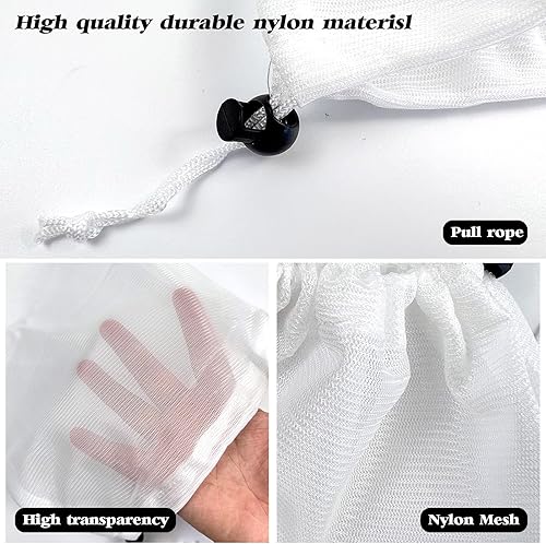 Miniatura 4 de Paquete de 4 bolsas de filtro al vacío de piscina para aspiradoras de hojas, bolsa de malla fina de 12 x 8.8 pulgadas con cordón de bloqueo, filtro