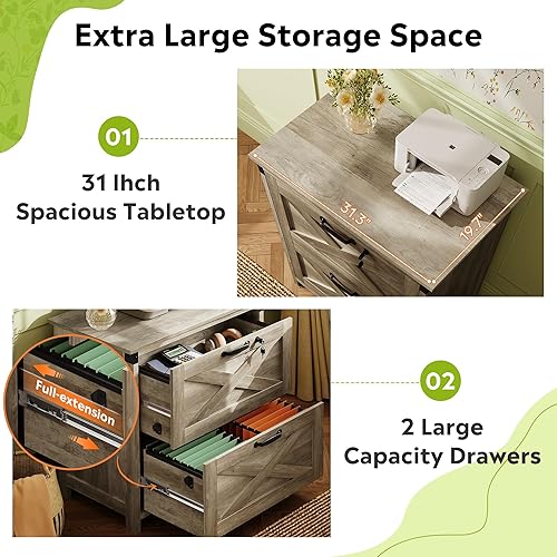 Miniatura 4 de DEVAISE Archivador de 2 cajones con cerradura, archivador lateral para tamaño cartalegalA4, soporte de impresora de madera para oficina en casa,