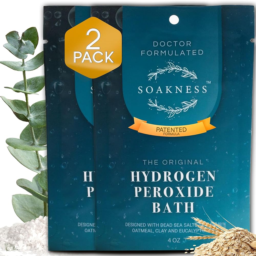 Soakness Hydrogen Peroxide Epsom Salt Bath Soak - USA-Made - Patented Bath Salts, Muscle Recovery, & Skin Detoxification - Magnesium Salts for Bathing - Doctor Formulated Pure Epsom Salt (1-Pack)