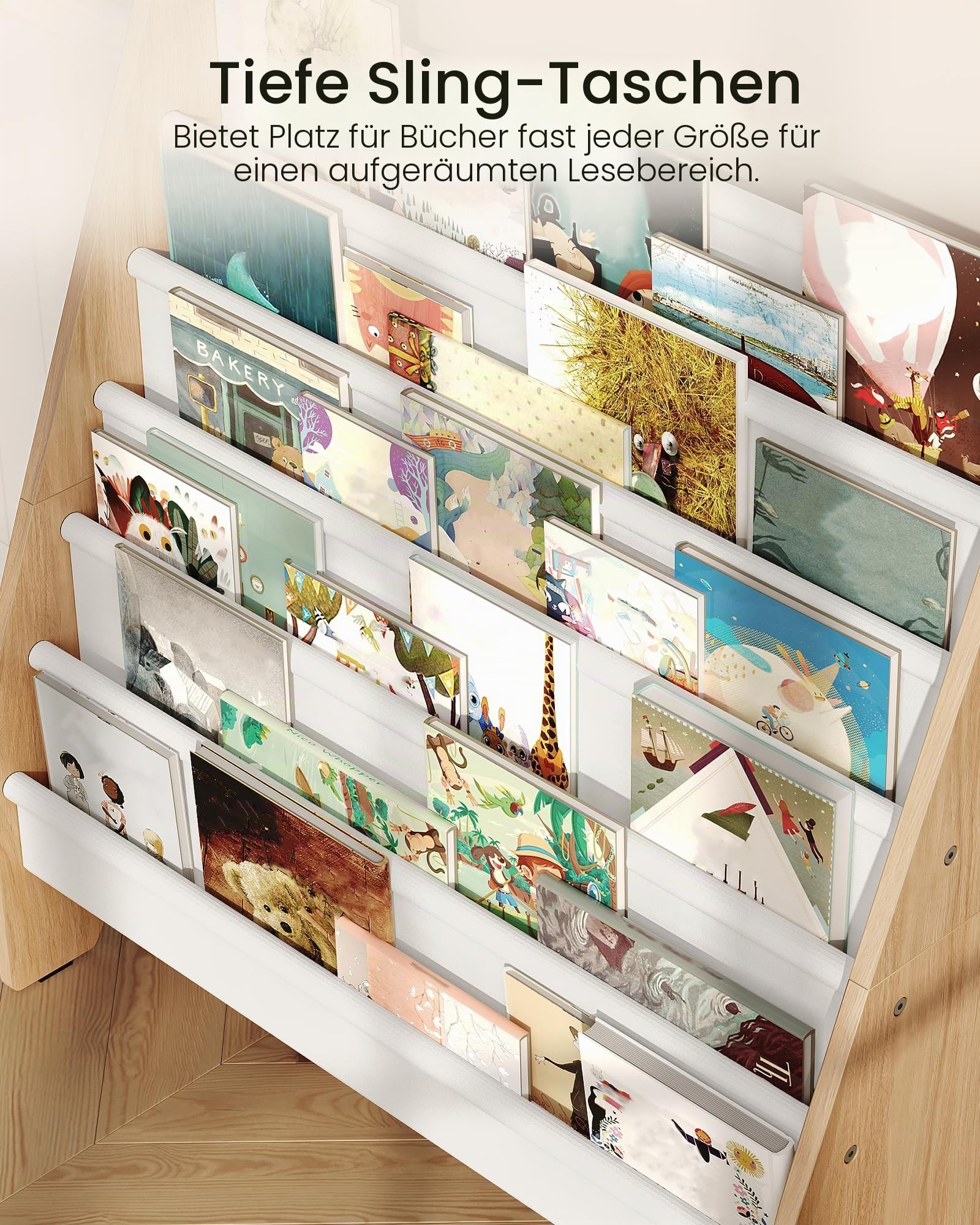 CHOEZON 6-stöckiges Kinder-Bücherregal, Kinderregal, Spielzeug Aufbewahrung Regal, Kinderspielzeug Regal, für Kinder 3-8 Jahre alt, für Kinderzimmer, Spielzimmer, Natur und Weiß DMCW07WB