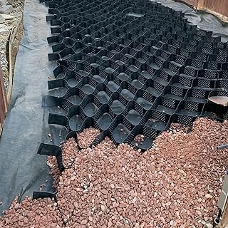 Geogrid Black Gravel Grids for Parking, Sturdy Permeable Geogrid W/Drain Holes, Flexible Hdpe Grid for Light Truck Subgrade Work Landscaping (Size : 3mx6m (9.8ftx19.7ft))