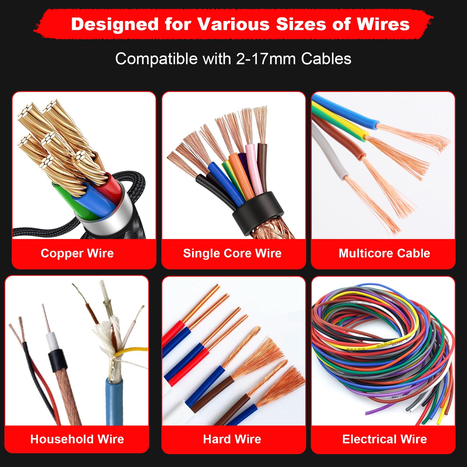 Qivine Kabelschälmaschine mit 9 Löcher für 2-17mm Kabel & Netzwerkkabel