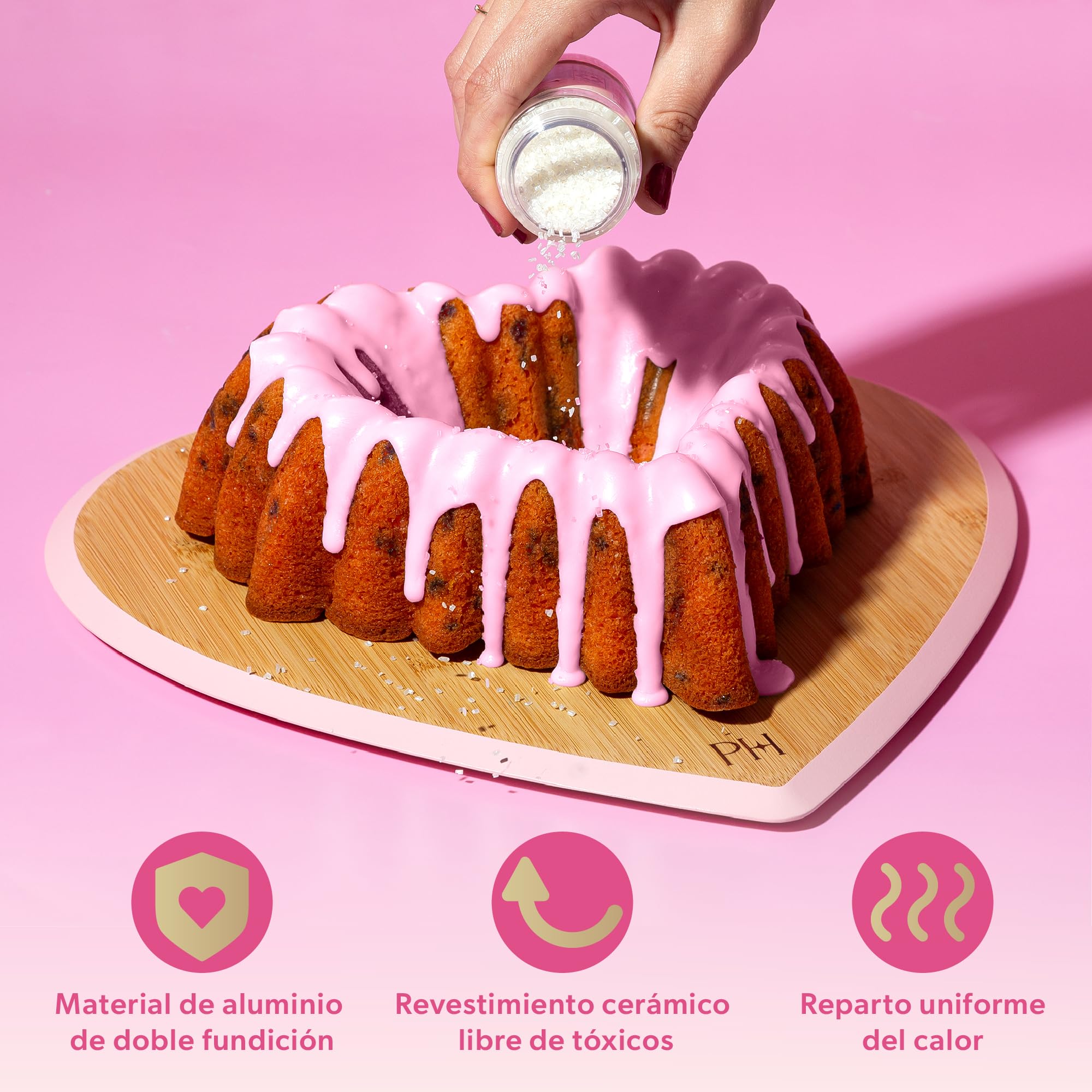 Paris Hilton – Molde para tartas de aluminio fundido con revestimiento cerámico antiadherente, resultados de cocción uniformes, 26 x 285 x 10 mm, forma de corazón, apto para lavavajillas
