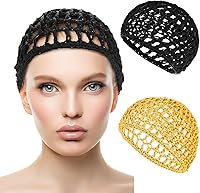 Vista 21 de Gorros de Peluca para Cabello Grueso y Largo, Gorros Ajustables de Red Malla Trenzada para Tejer, Hacer Crochet, Coser, Tejido de Red de Pescar
