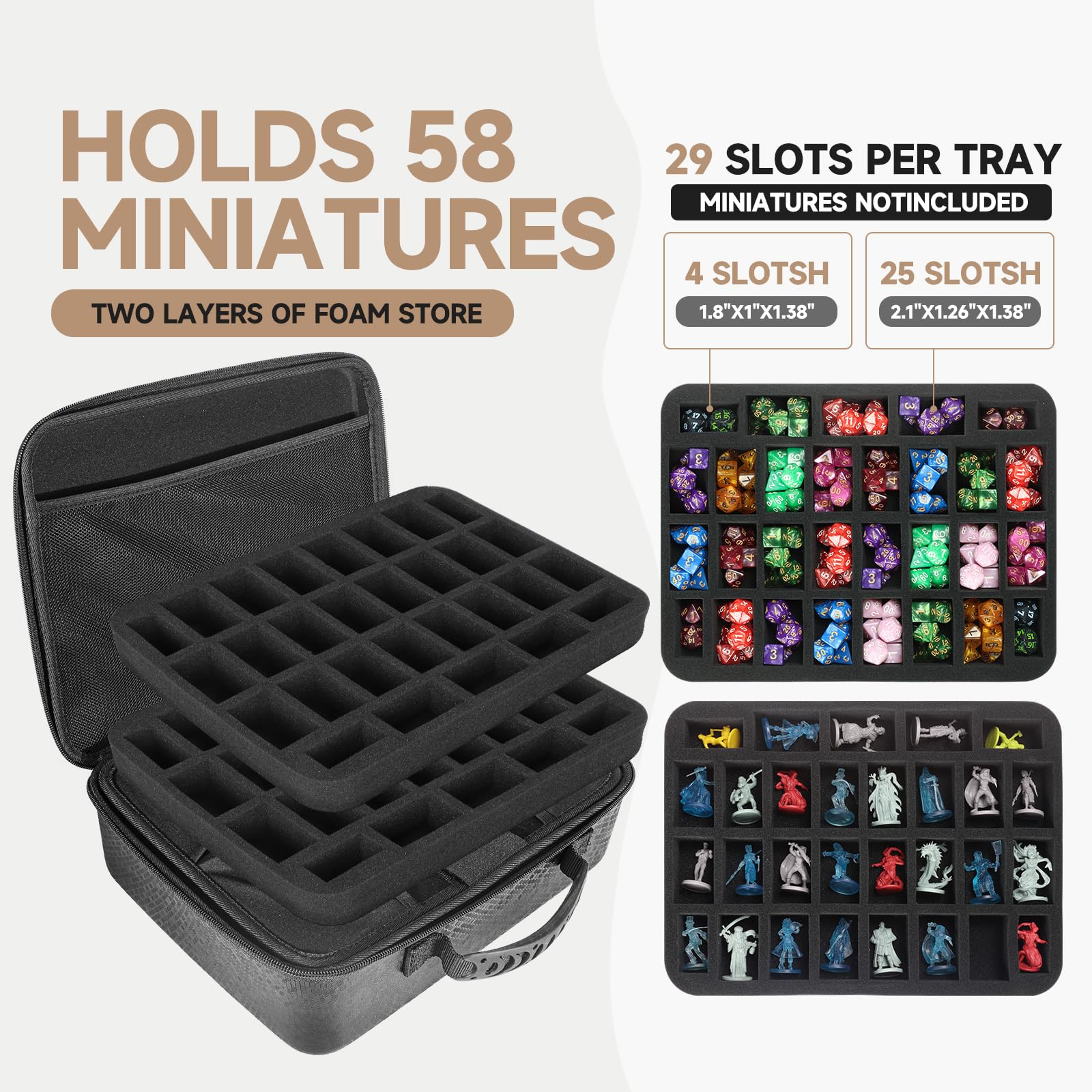 Torba Podróżna Na Miniatury Dostępna Do Dungeons And Dragons, Przechowywanie Miniatur DND, Etui Na Kości Dla Zestawu Kości DND, Kompatybilna Z Warhammer 40k I Innymi Gry Stołowe