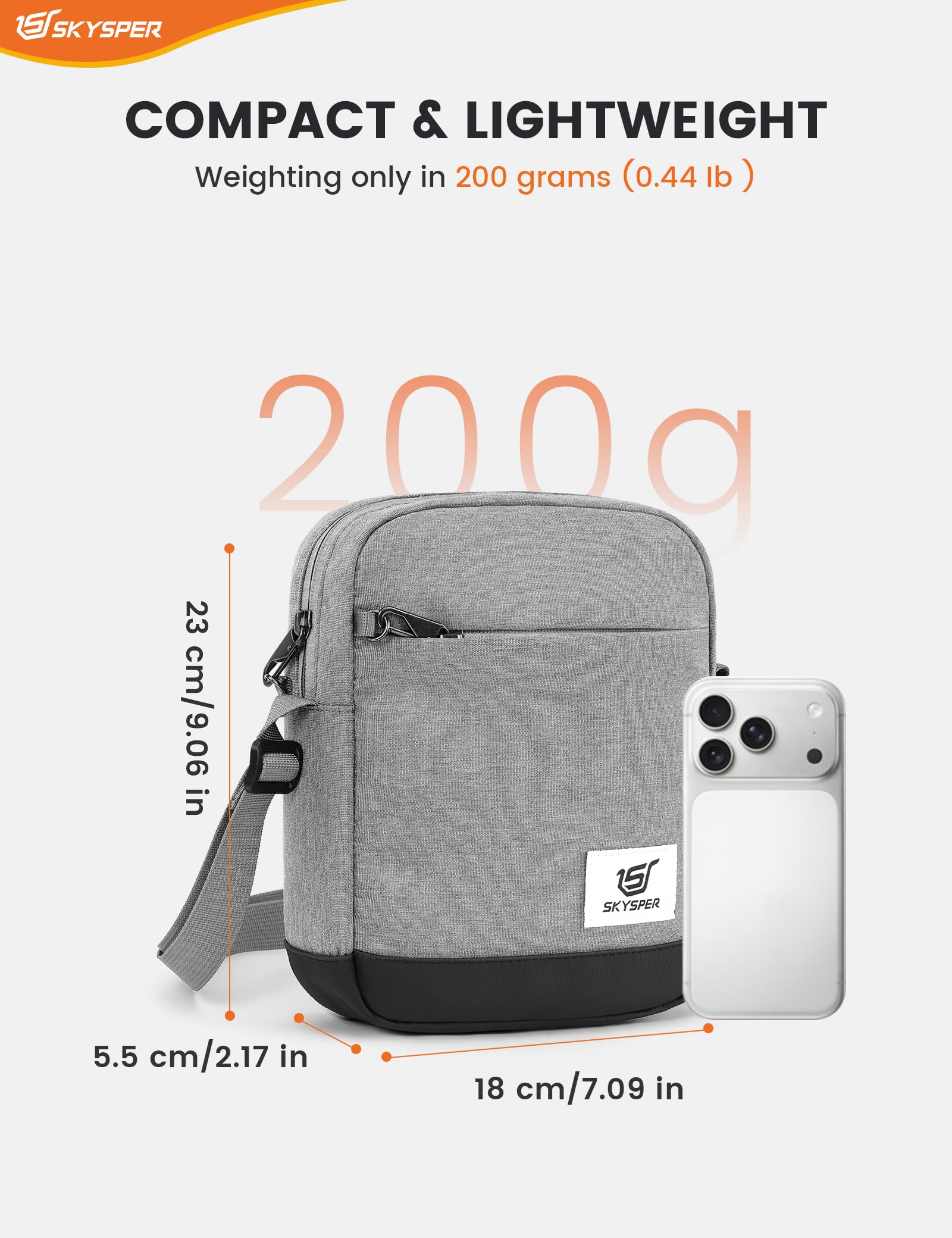SKYSPER URBANX3 Bandolera Hombre Antirrobo - Bolso Portátil, Deportivo y para Viaje, Bolso Mensajero