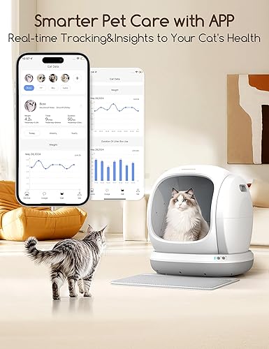 Miniatura 2 de Meowant Caja de arena autolimpiante, caja de arena automática autolimpiante con control de aplicación, 75L extra grande, abierta y de entrada baja,