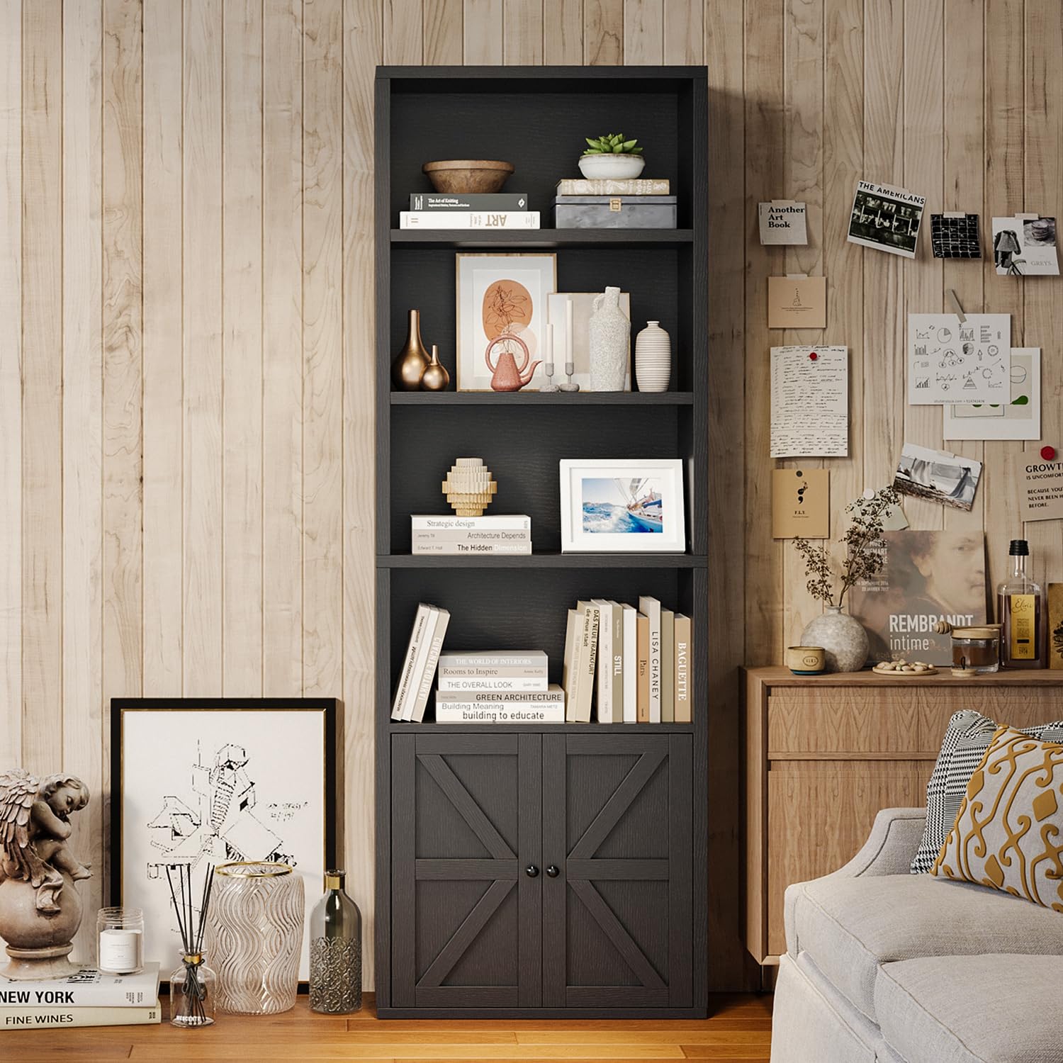 Amazon.com: MXV Bookshelf Bookcase with Doors, 6 Tier 71
