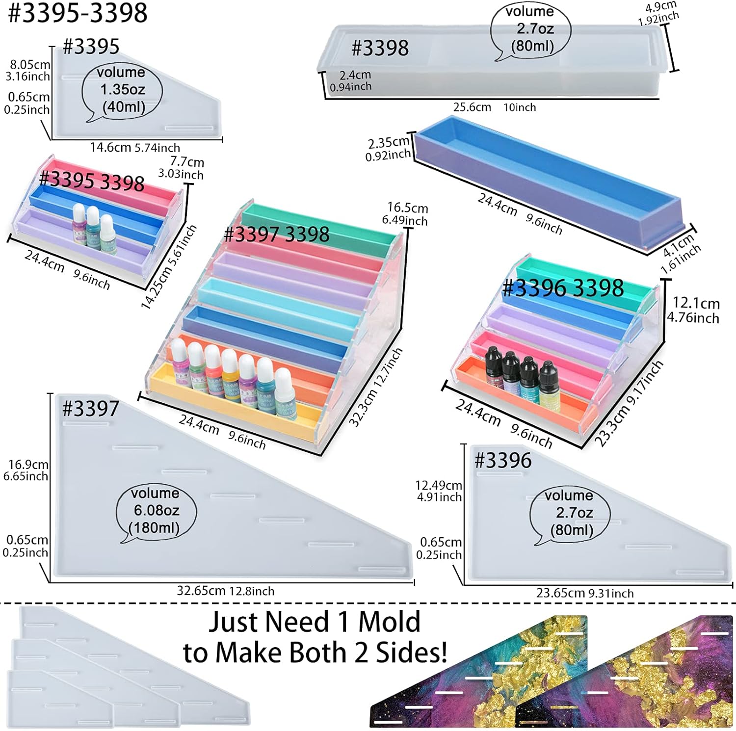 FUNSHOWCASE Display Organizer Rack Epoxy Resin Silicone Molds Set for Lipstick Makeup Nail Polish Pigment Jewelry