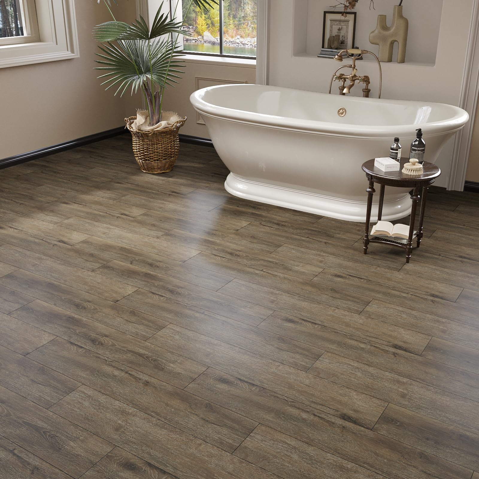 VaryPaper Pavimento PVC Incastro Piastrelle Adesive Pavimento Effetto Legno Marrone 90cmx15cm 20 Pezzi Listoni Finto Parquet Legno Laminato Pavimento Incastro Mattonelle Adesive Cucina Soggiorno Scale