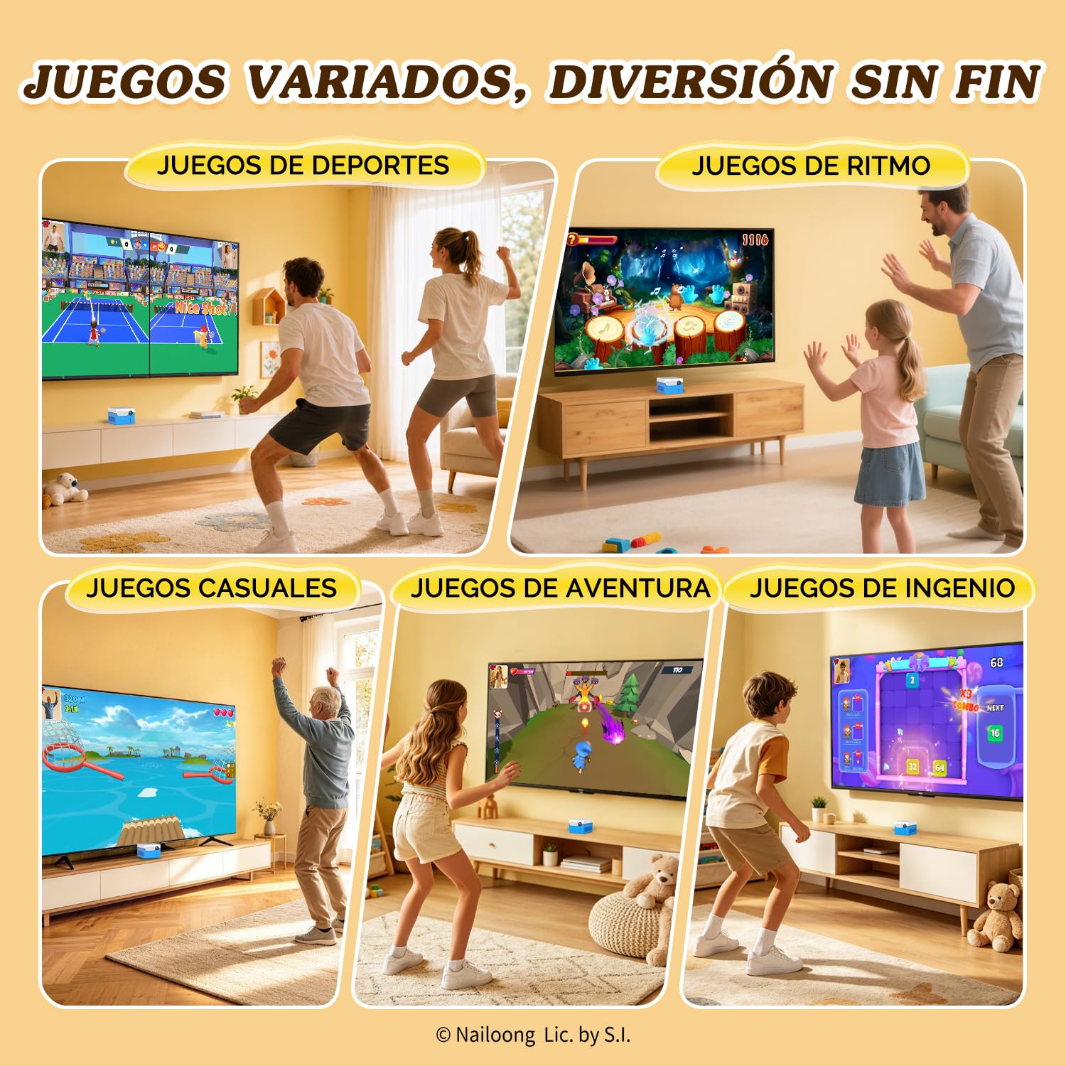 KINHANK MotionX Consola de Juegos con Sensor de Movimiento, Sistema de Videojuegos Interactivo físico para Padres e Hijos, sin Mando/actualizaciones continuas, Regalo para niños