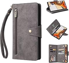 ESONG Coque pour Xiaomi Redmi Note 14 4G 164,Etui en Cuir PU Premium Housse à Rabat Portefeuille Flip Antichoc Case avec Rangements de Cartes/Support/Fermeture Aimantée/Lanyard Dragonne-Gris