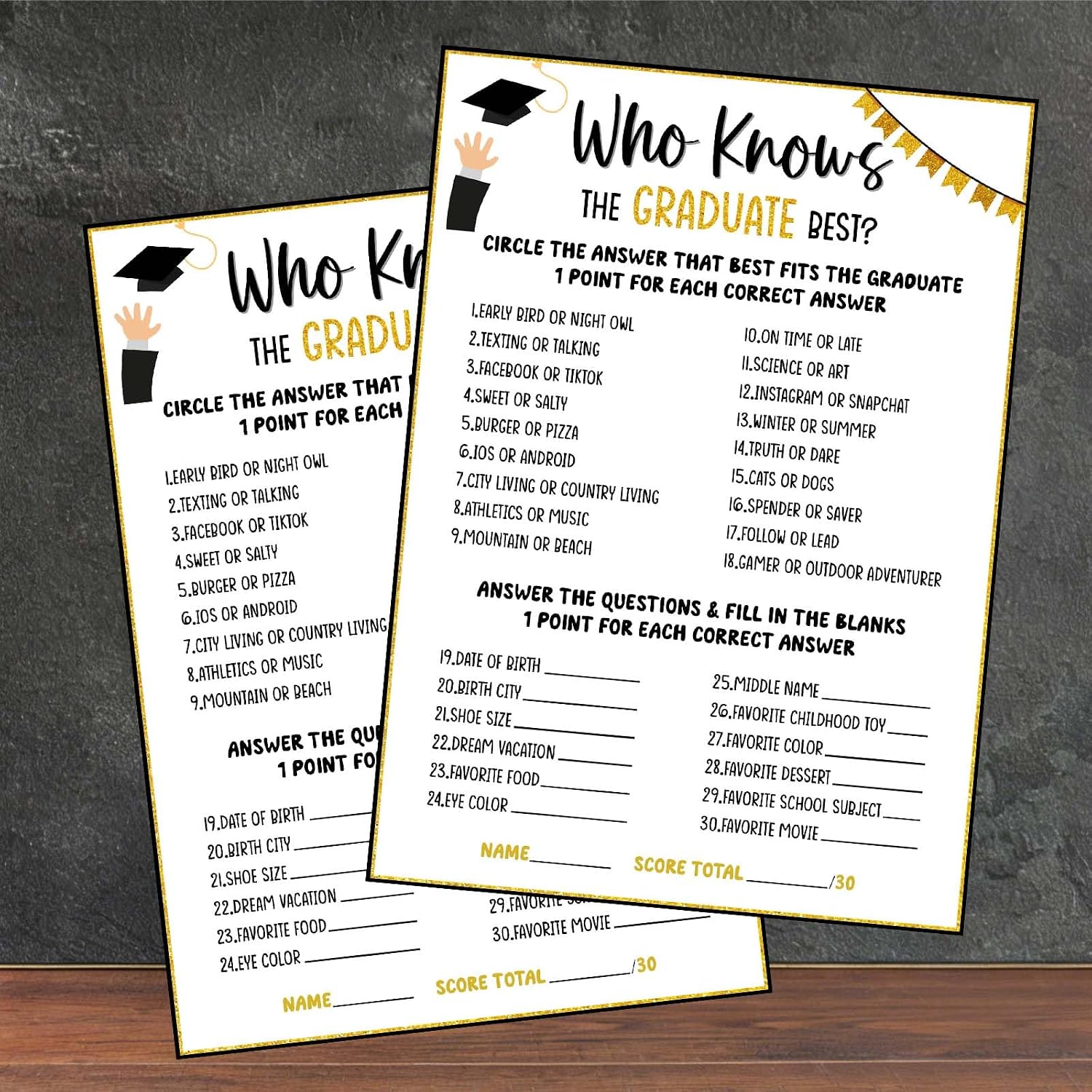 Graduation Party Games - Who Knows the Graduate Best Grad Party Decorations - Graduation Accessories 2026-25 Pcs -A03