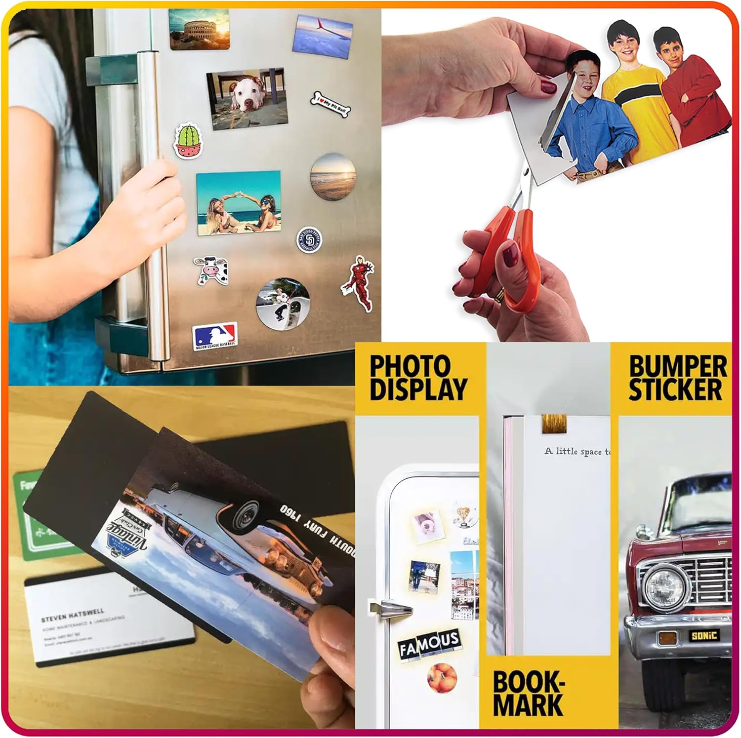 Magnetic Sheets with Adhesive Backing 8" x 10" for Crafts, DIY. 50 Strong Craft Magnets to Make Flexible Magnet Self Sticky Tapes, Strips, Squares, Sheet for School Classroom Board, Fridge, Photos