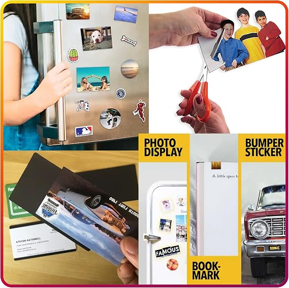 Magnetic Sheets with Adhesive Backing 8 x 10 for Crafts, DIY. 50 Strong Craft Magnets to Make Flexible Magnet Self Sticky Tapes, Strips, Squares, Sheet for School Classroom Board, Fridge, Photos